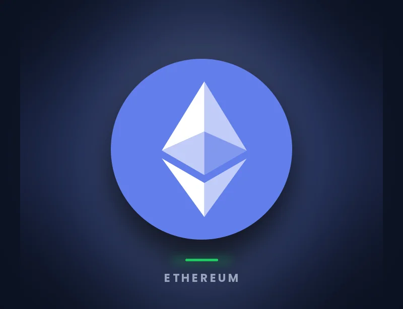 Ethereum logo on Genghis dark brand background, buy gift cards with ETH